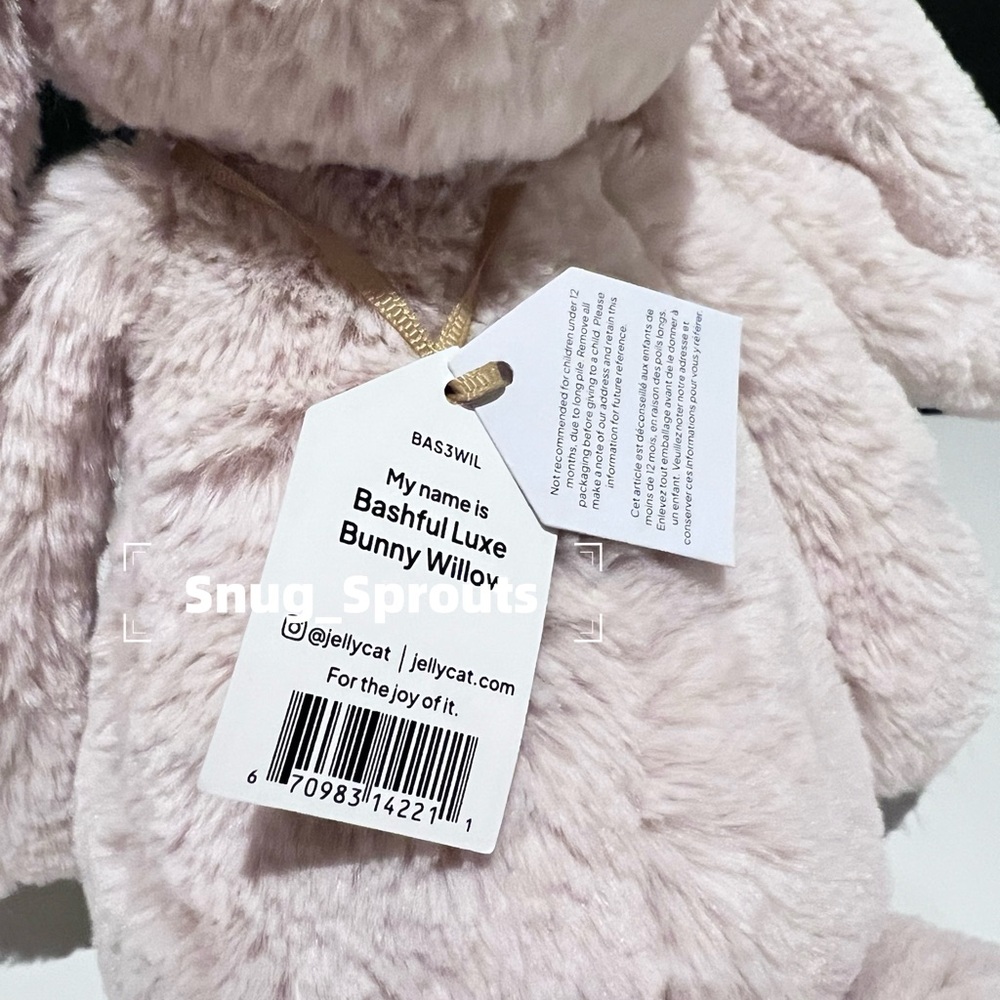 Authentic Jellycat Bashful Luxe Bunny Willow - Medium-Sweet face! - Picture 6 of 9
